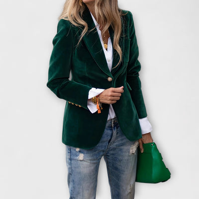 GRETCHEN | Elegante fluwelen blazer met gouden details