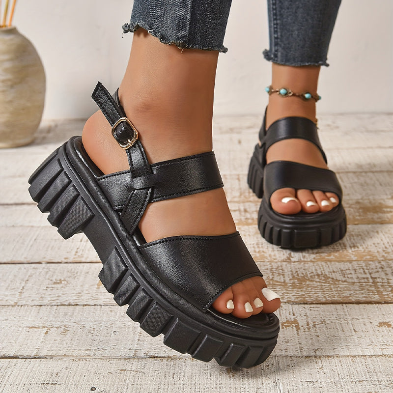 Modieuze, comfortabele leren sandalen met dikke zool voor dames 