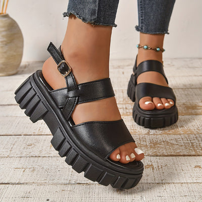 Modieuze, comfortabele leren sandalen met dikke zool voor dames 