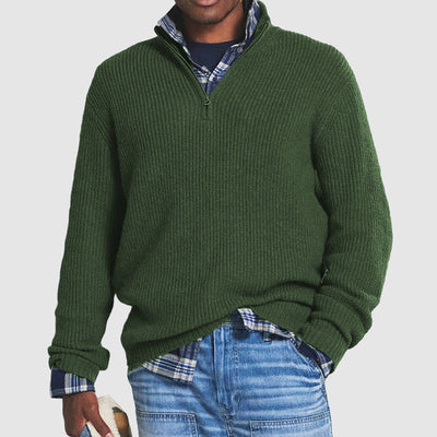 Frans - Heren kasjmier business casual trui met ritssluiting