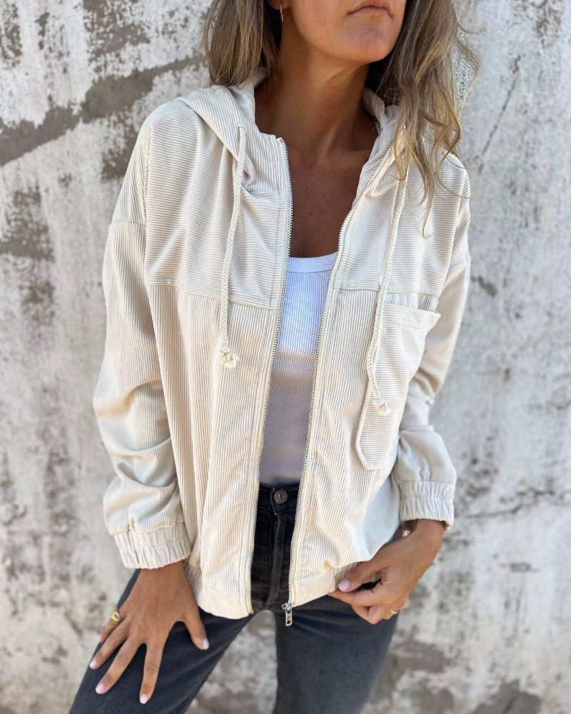 Ella | Corduroy capuchonjack met rits