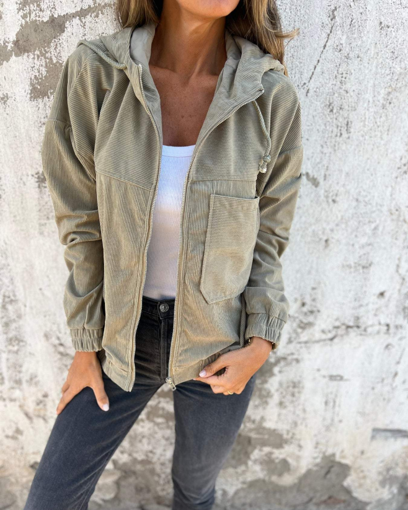 Ella | Corduroy capuchonjack met rits