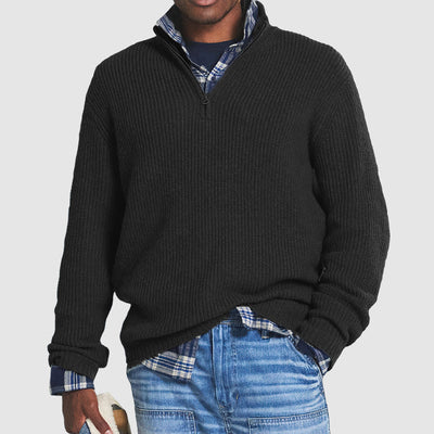 Frans - Heren kasjmier business casual trui met ritssluiting