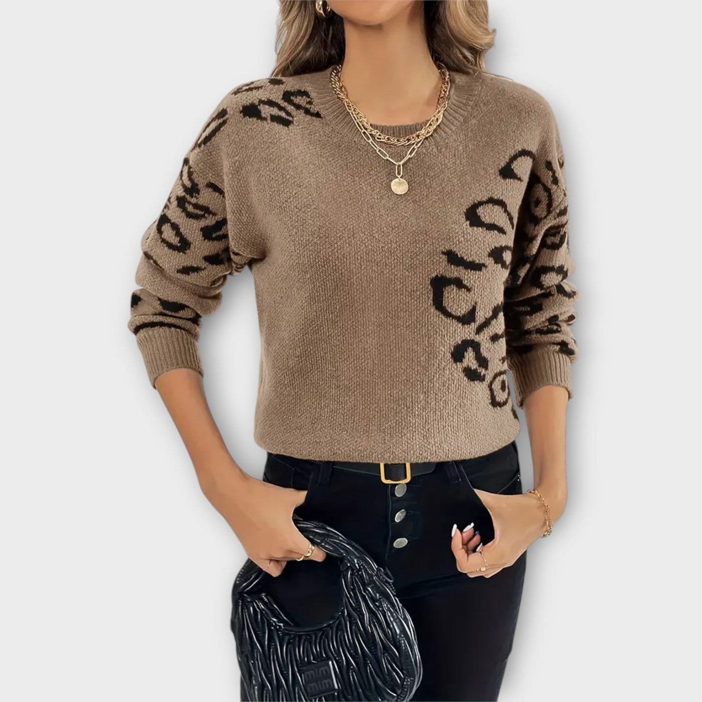 Sabrin - Casual trui met luipaardprint