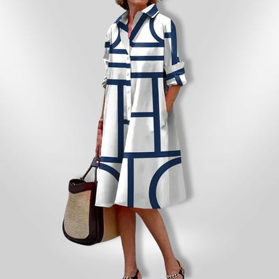 Helen | Midi-jurk met geometrisch patroon