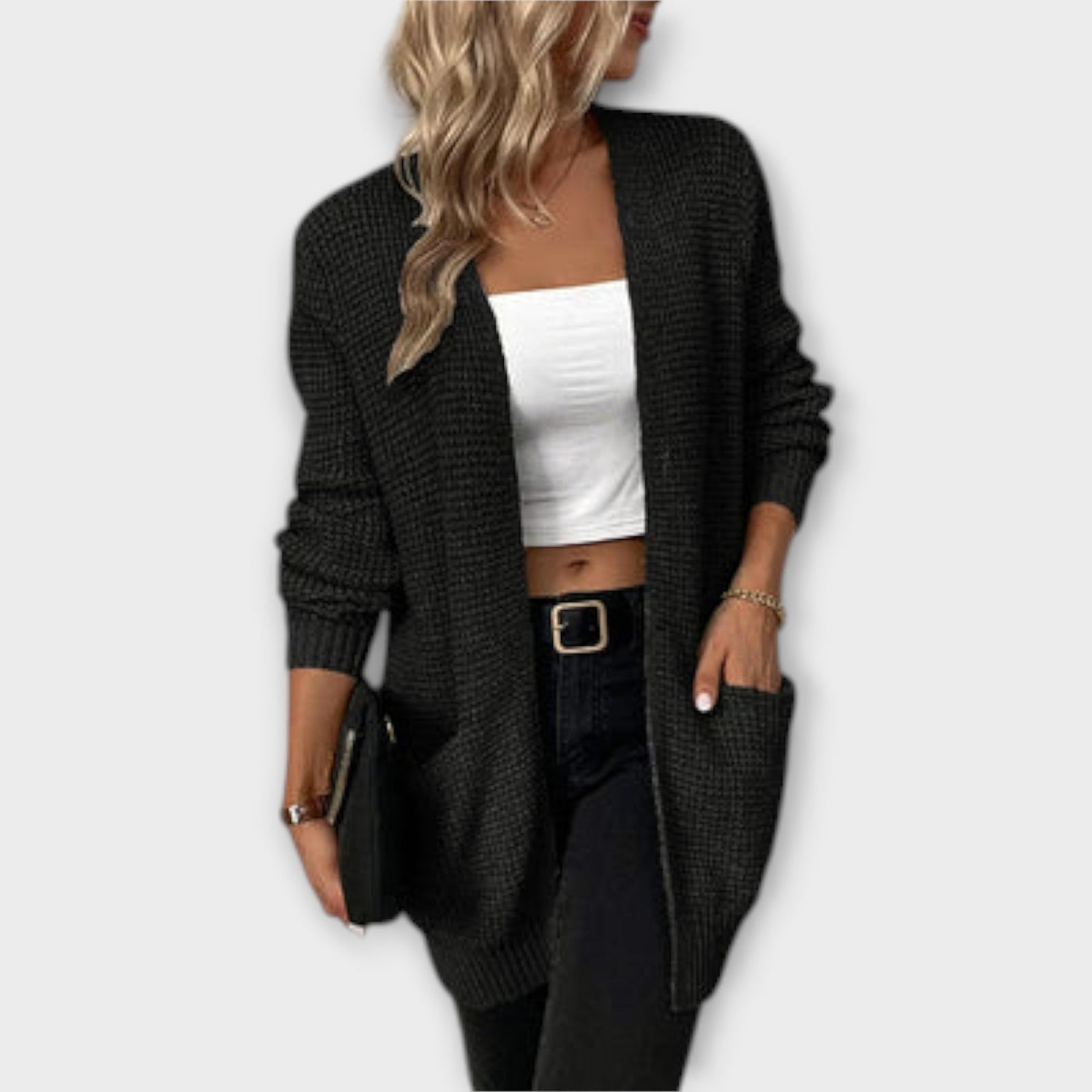 Nancy - casual gebreid vest met zakken 