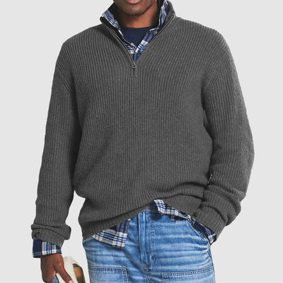 Frans - Heren kasjmier business casual trui met ritssluiting
