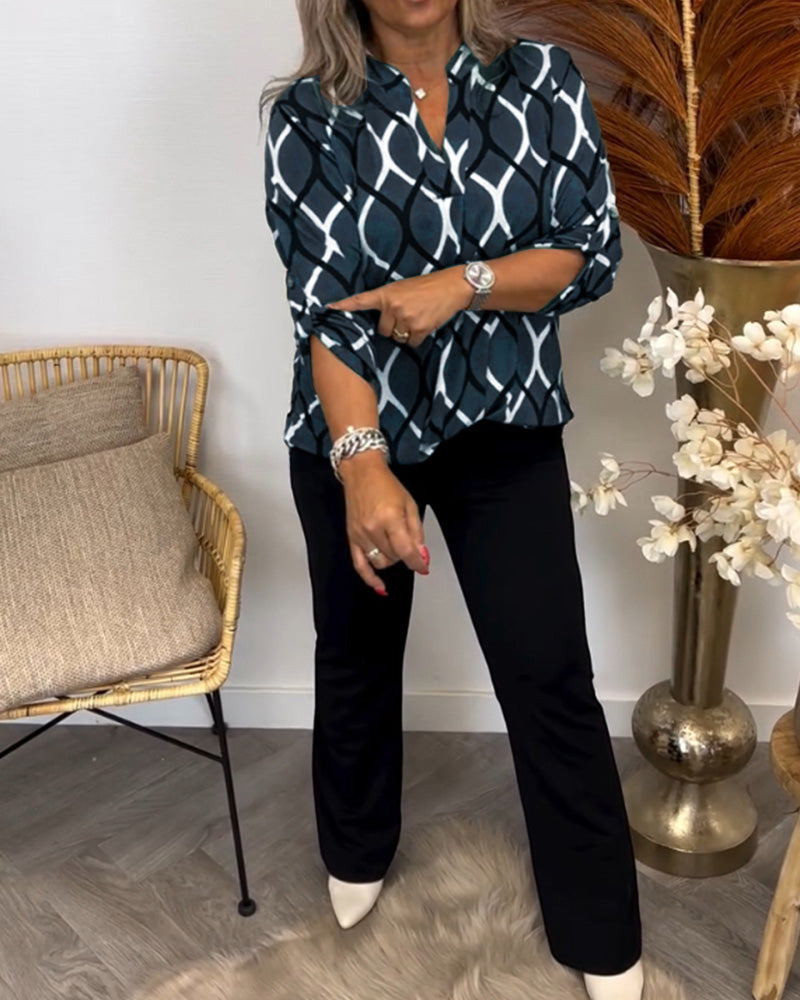 Janny | Casual blouse met lange mouwen en elegant patroon