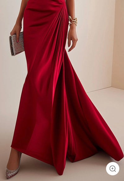 Valentina | Strapless luxe avondjurk in rood