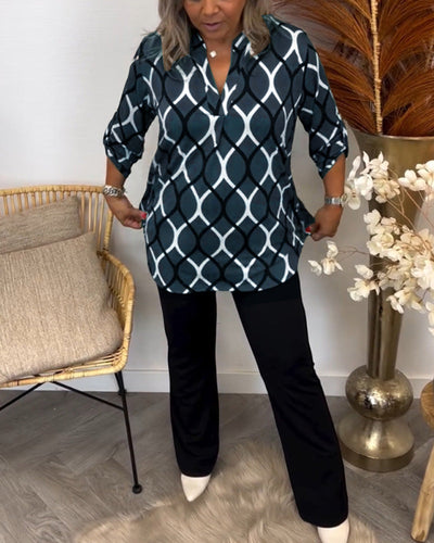 Janny | Casual blouse met lange mouwen en elegant patroon