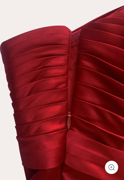 Valentina | Strapless luxe avondjurk in rood