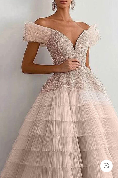 Noiré | Off-shoulder mesh avondjurk