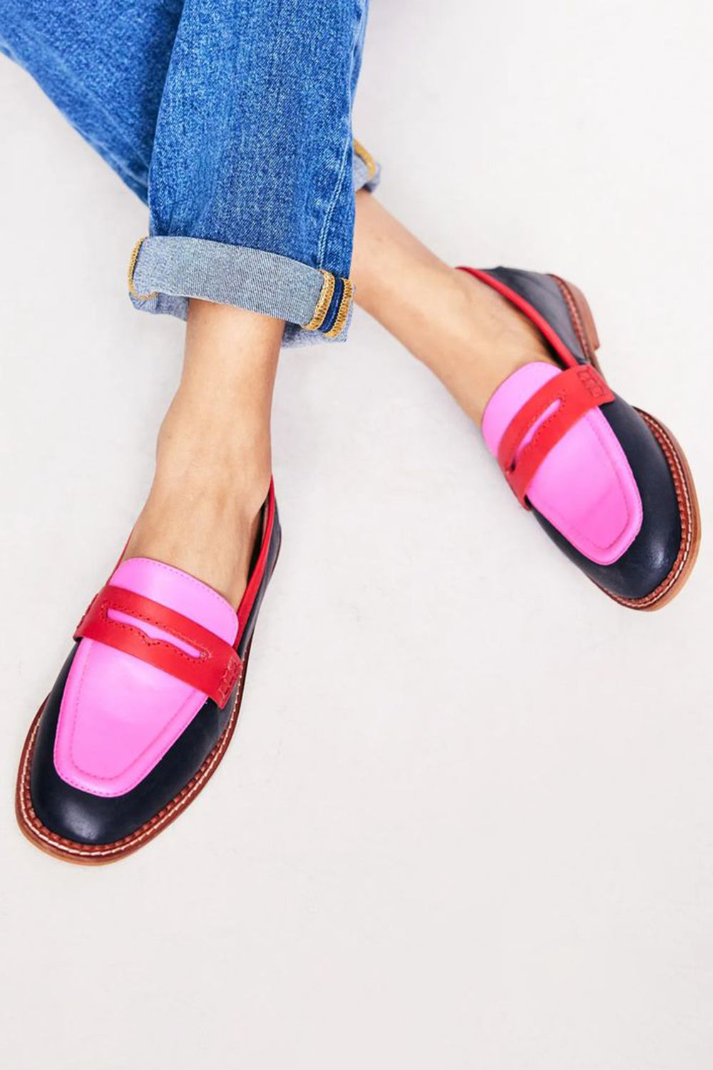 Lunessa | Zwarte loafers met een kleuraccent