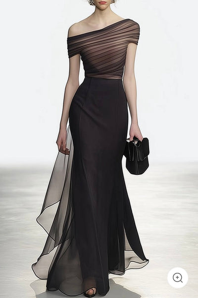 Noiré | Off-shoulder mesh avondjurk