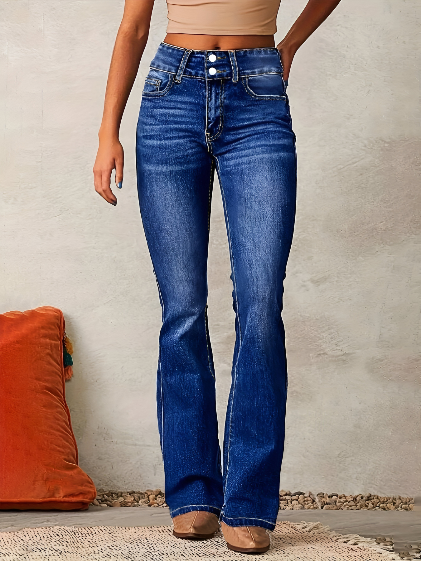 Isabel  | Jeans met hoge taille en uitlopende pijpen