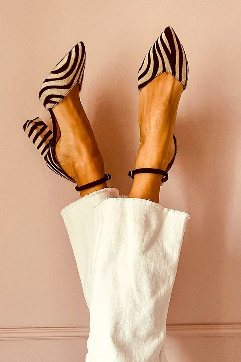 Zebrina | Middelhoge sandalen met bandjes en zebramotief