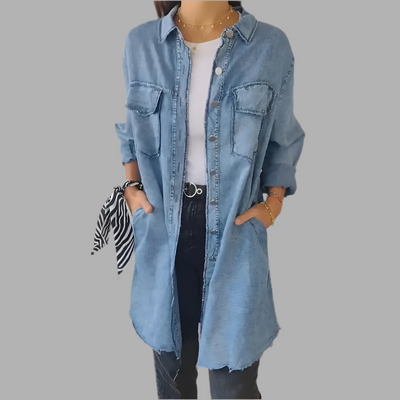 Doris | Lang denim casual overhemdjack