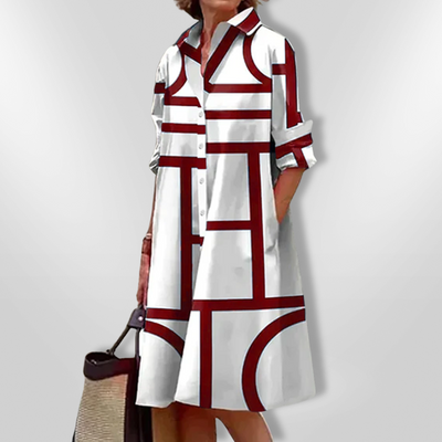 Helen | Midi-jurk met geometrisch patroon