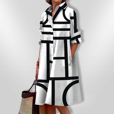 Helen | Midi-jurk met geometrisch patroon