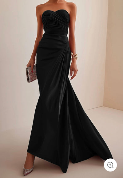 Valentina | Strapless luxe avondjurk in rood
