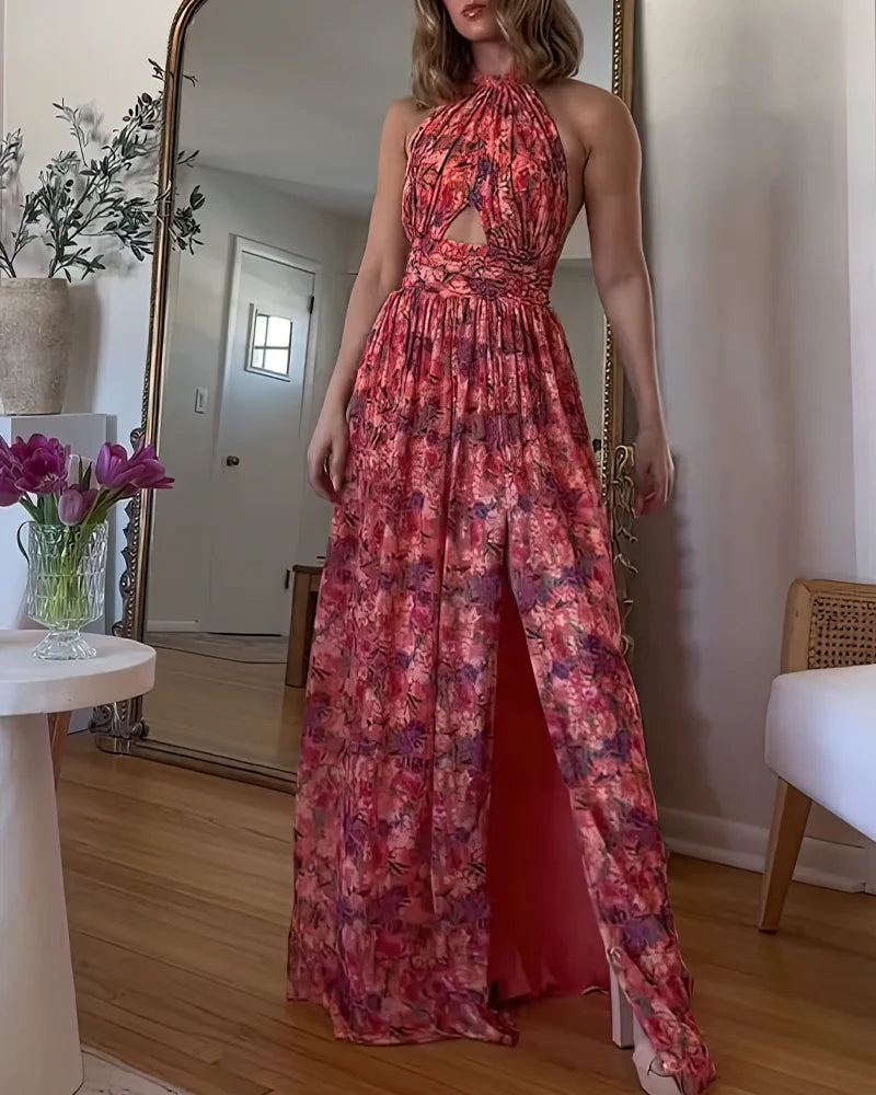 Isa Luna | Maxi-jurk zonder rug met bloemenprint