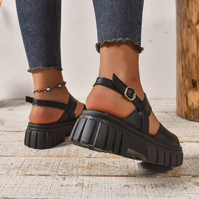 Modieuze, comfortabele leren sandalen met dikke zool voor dames 