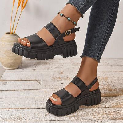 Modieuze, comfortabele leren sandalen met dikke zool voor dames 