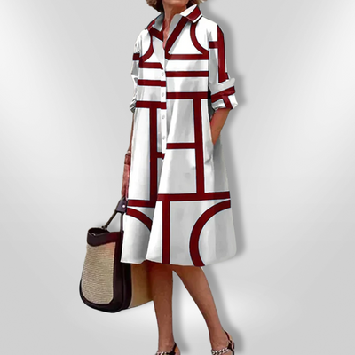 Helen | Midi-jurk met geometrisch patroon