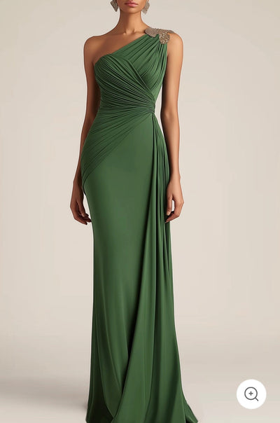 Selene | Elegante avondjurk met één schouder in groen