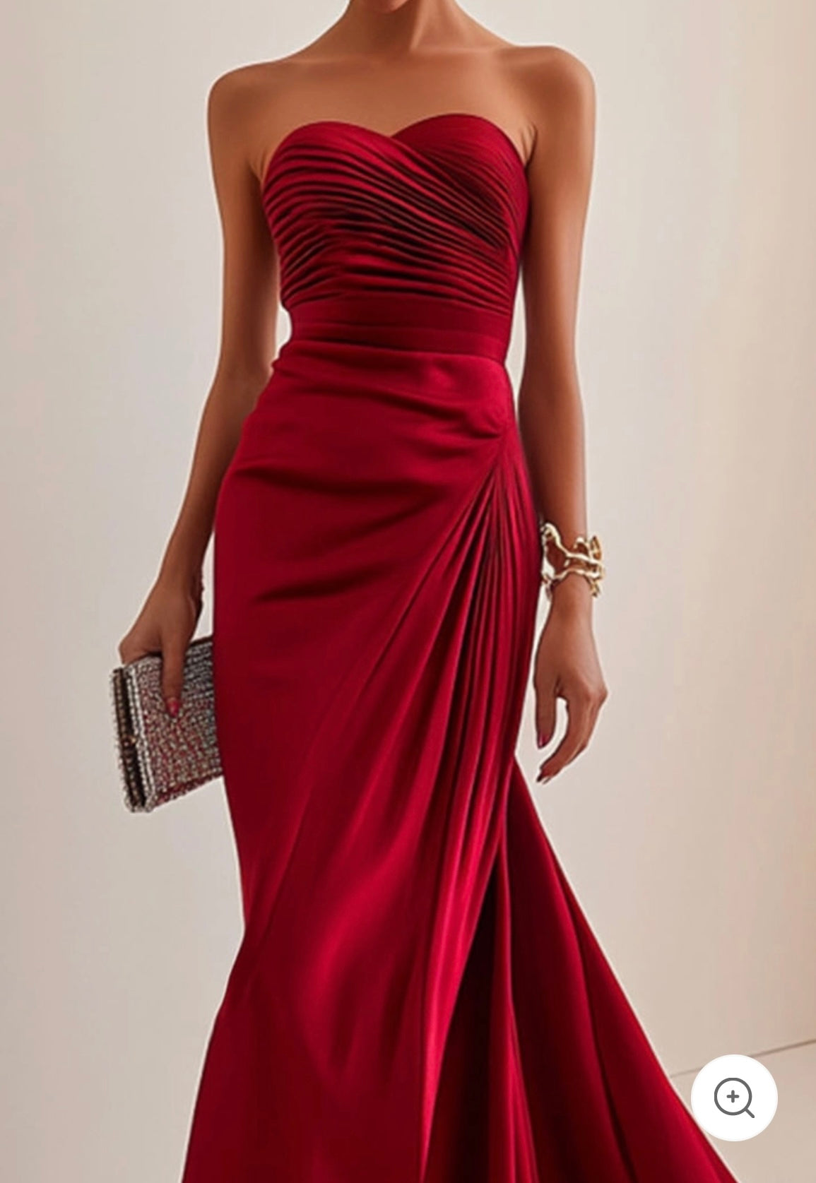 Valentina | Strapless luxe avondjurk in rood