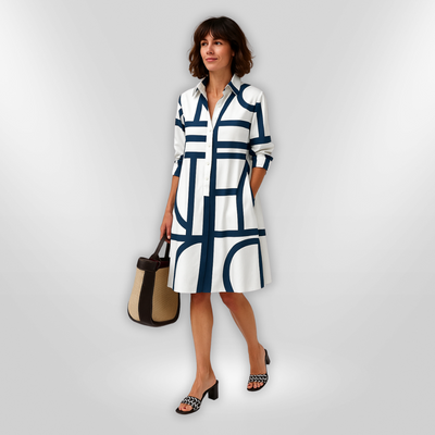 Helen | Midi-jurk met geometrisch patroon