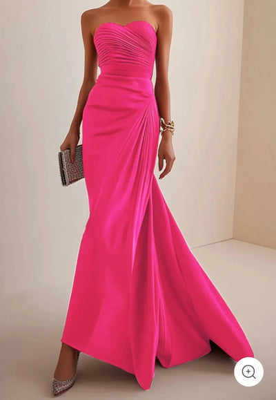 Valentina | Strapless luxe avondjurk in rood