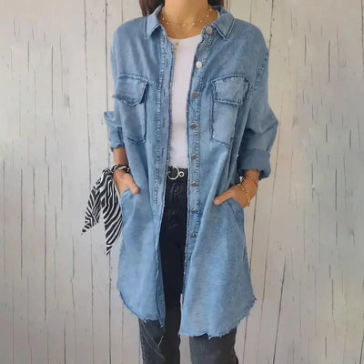 Doris | Lang denim casual overhemdjack