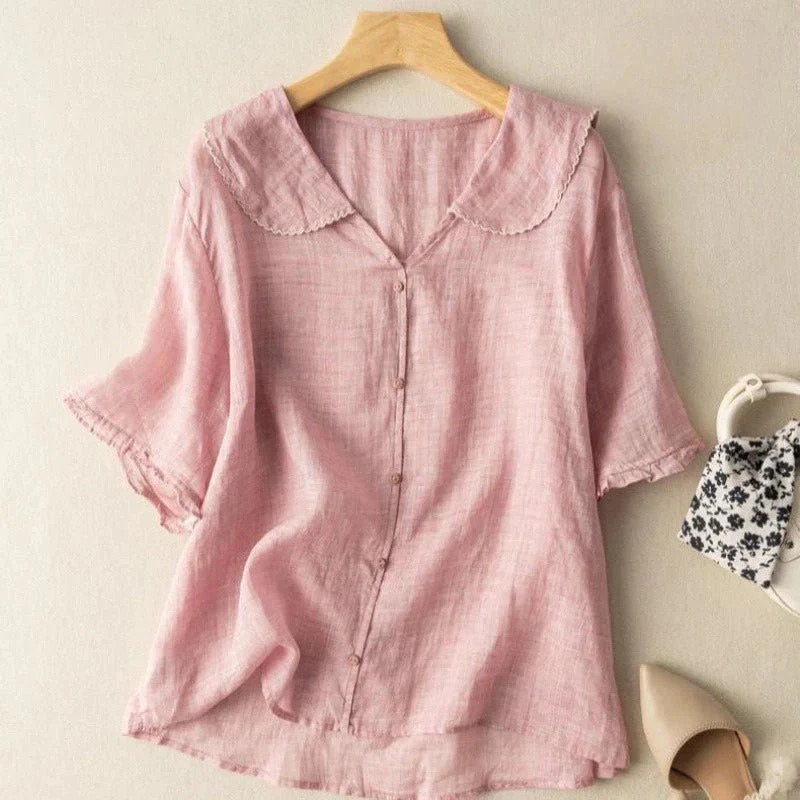 Hashna™ – Dames Makkelijk Linnen Blouse