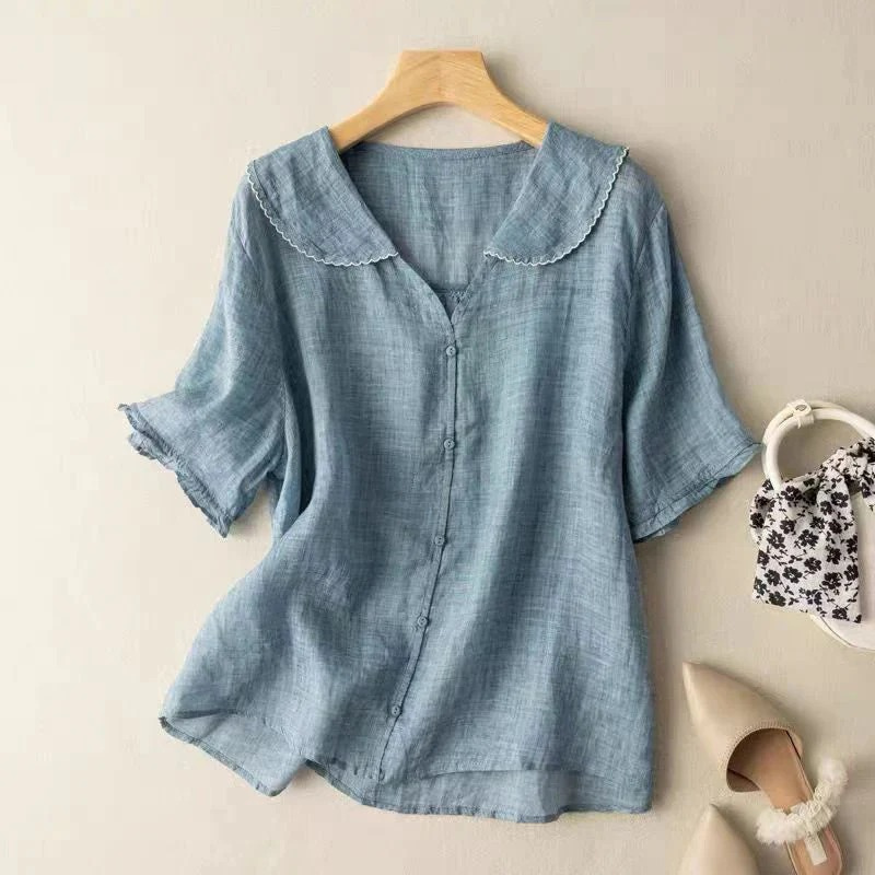 Hashna™ – Dames Makkelijk Linnen Blouse