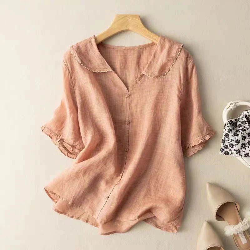 Hashna™ – Dames Makkelijk Linnen Blouse