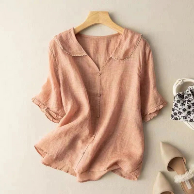 Hashna™ – Dames Makkelijk Linnen Blouse
