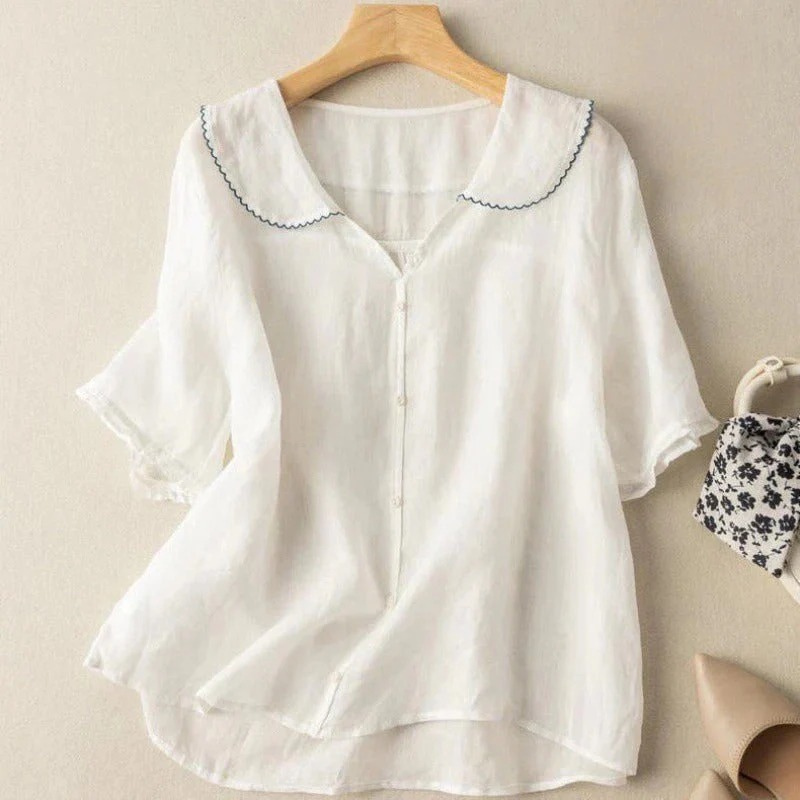 Hashna™ – Dames Makkelijk Linnen Blouse