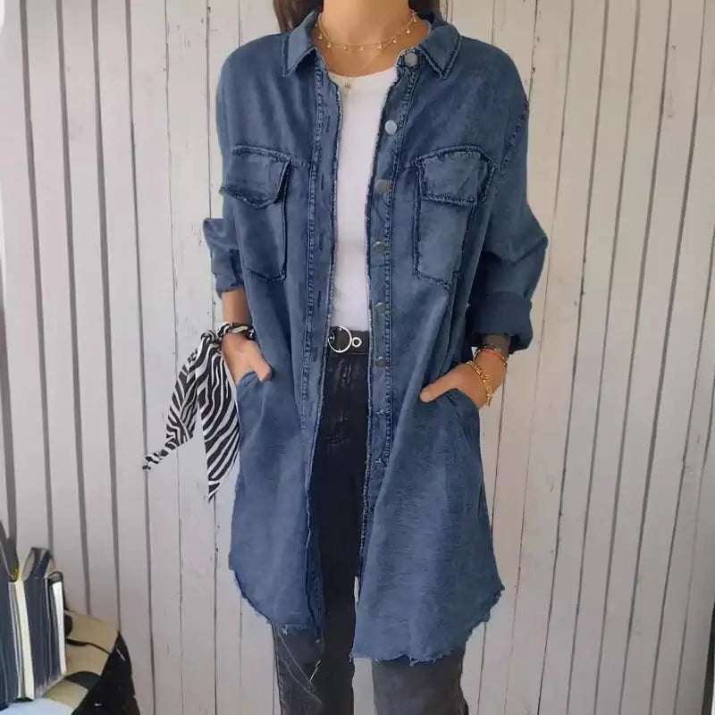 Doris | Lang denim casual overhemdjack
