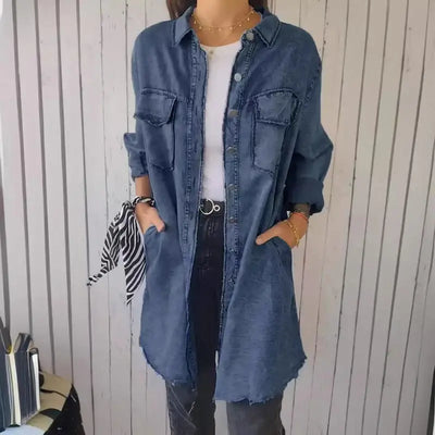 Doris | Lang denim casual overhemdjack