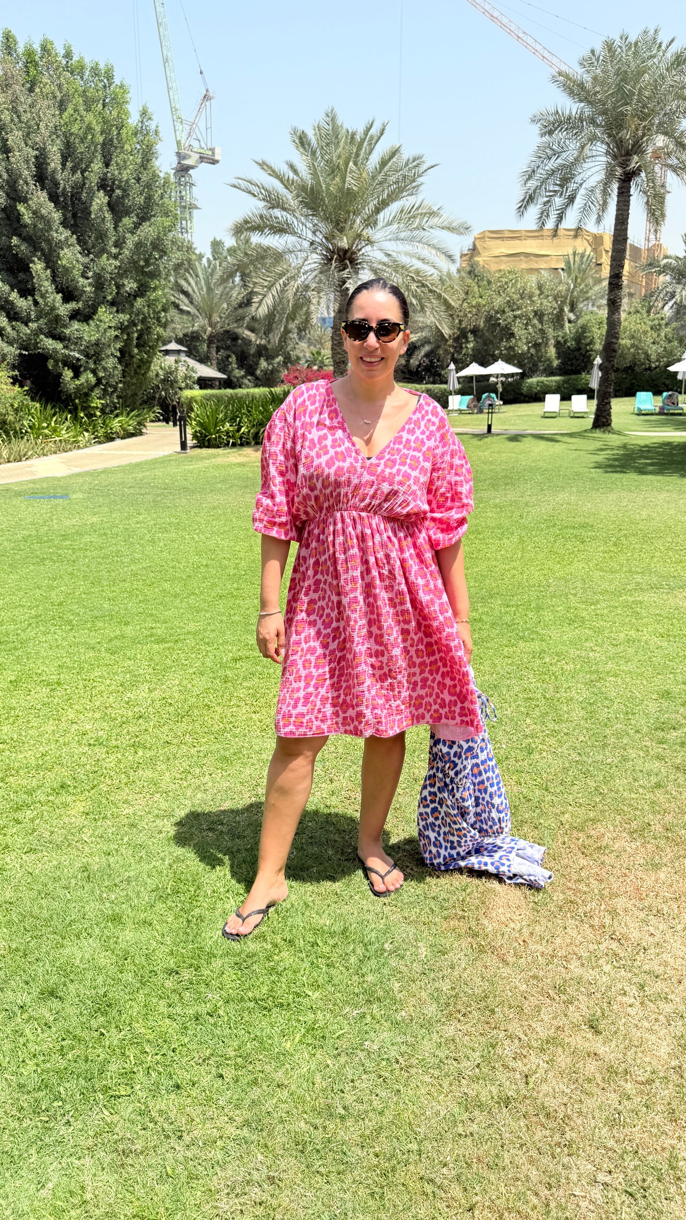 Tayla luipaardprint kaasdoek midi-jurk