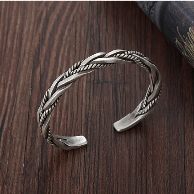 Helix - Gedraaide sterling zilveren armband met touwdetail