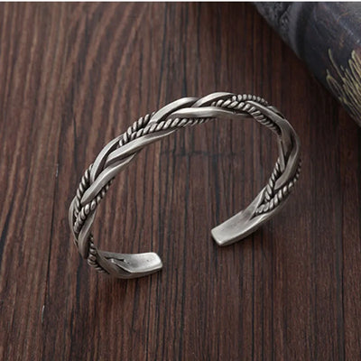 Helix - Gedraaide sterling zilveren armband met touwdetail