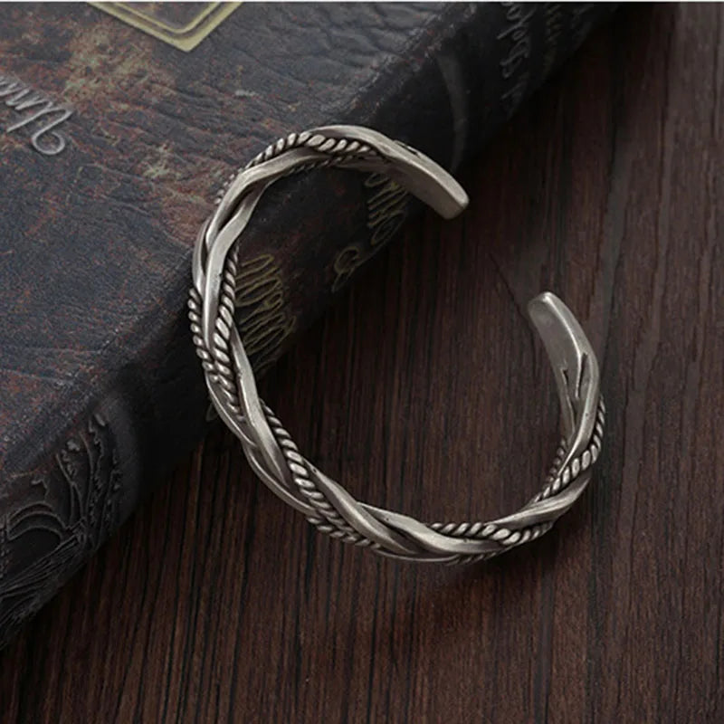 Helix - Gedraaide sterling zilveren armband met touwdetail
