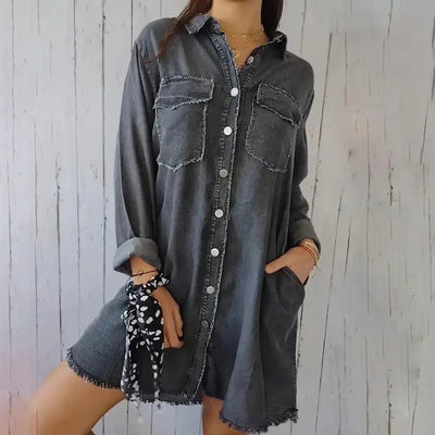 Doris | Lang denim casual overhemdjack