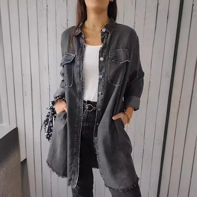 Doris | Lang denim casual overhemdjack