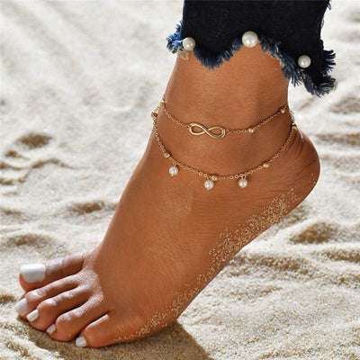 Creatieve enkelband | Damesmode Zilverkleurige enkelbandjes met hartjes voor de zomer