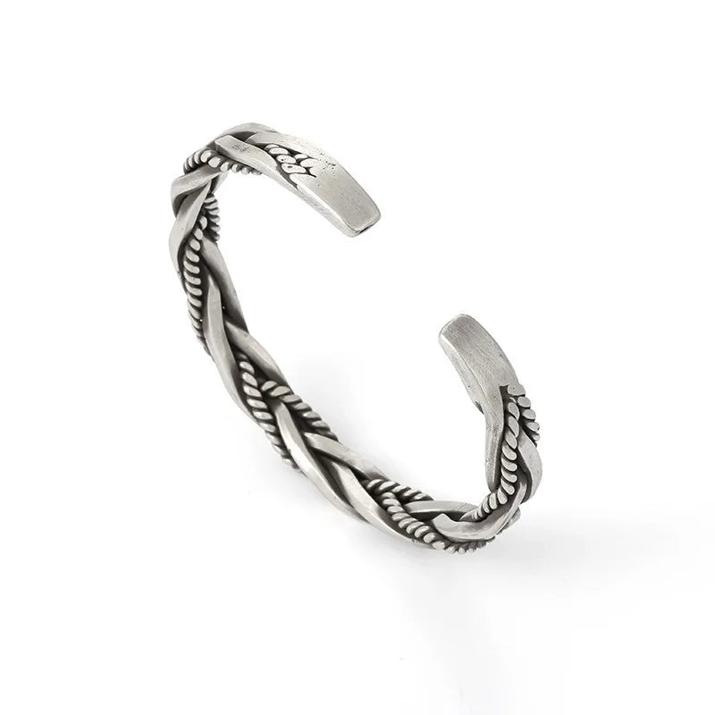 Helix - Gedraaide sterling zilveren armband met touwdetail