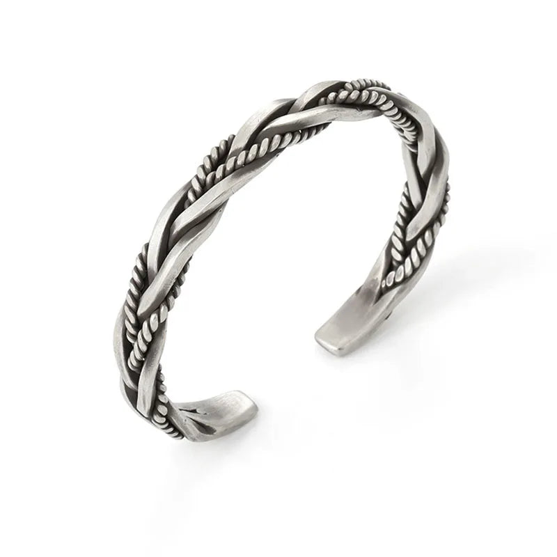 Helix - Gedraaide sterling zilveren armband met touwdetail