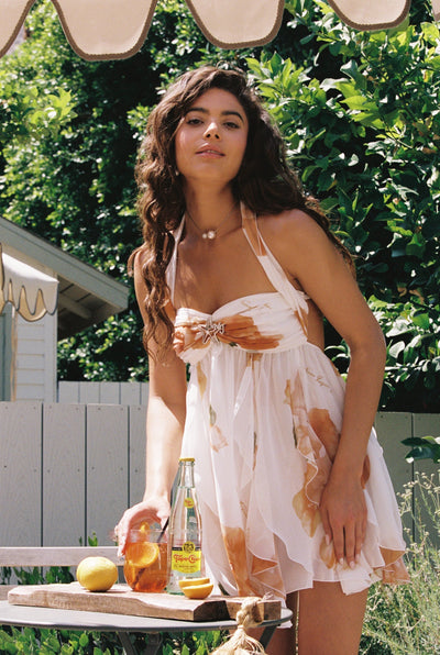 Arabella | Minijurk van chiffon met bloemenprint